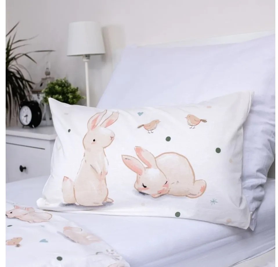 Pamut ágynemű babaágyba BUNNIES fehér Ágyneműhuzat mérete: 40 x 60 cm | 100 x 135 cm