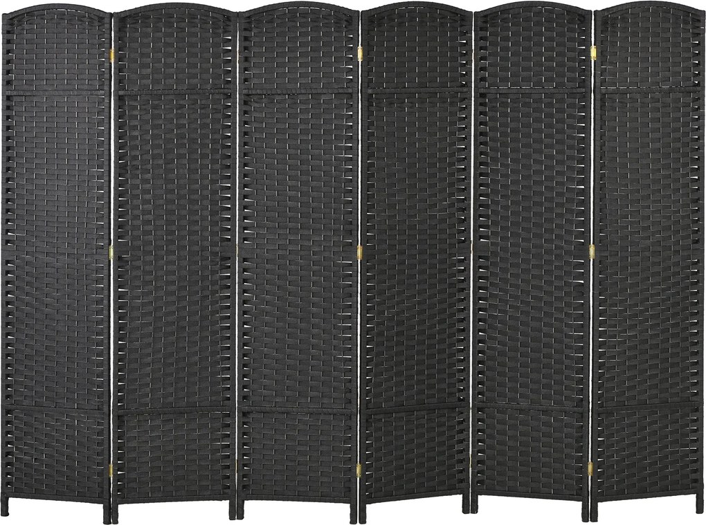 HOMCOM 6-panelos Összecsukható Szobai Elkülönítő 240x170 cm Magánéleti Képernyő Elválasztó Nappaliba, Hálószobába, Irodába Fekete | Aosom