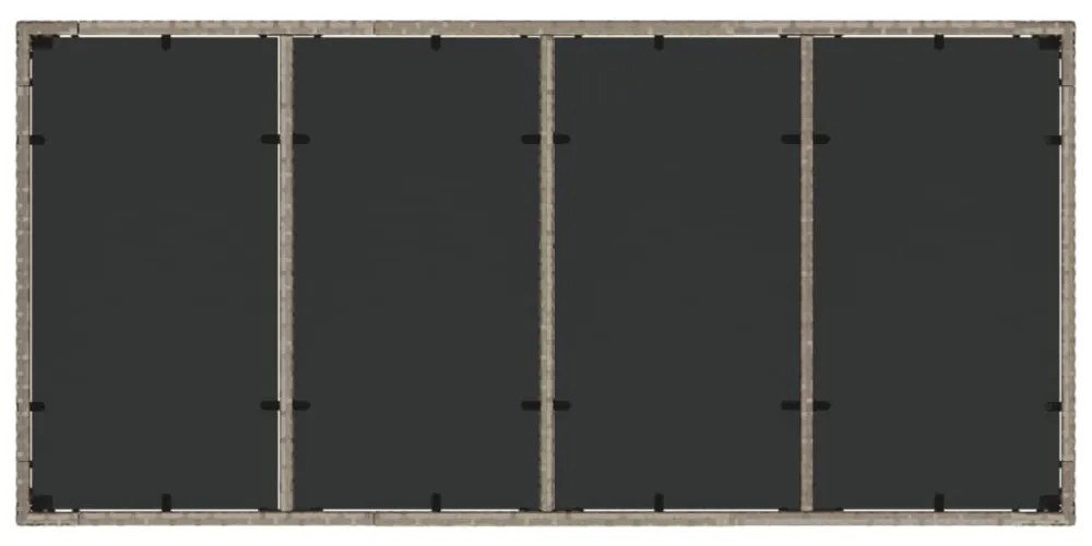 világosszürke polyrattan üveglapos kerti asztal 190x90x75 cm