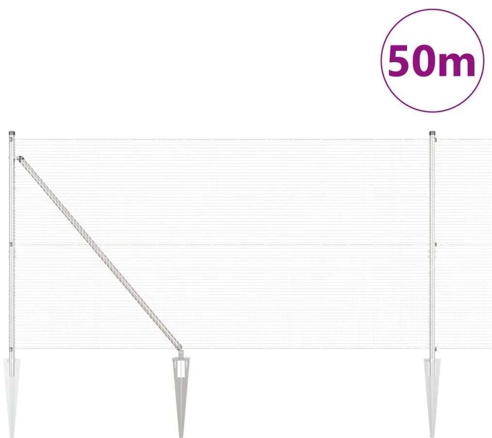 Horganyzott Drótháló Kerítés 13 tüske oszloppal 1.2 x 50 m Horganyzott acél