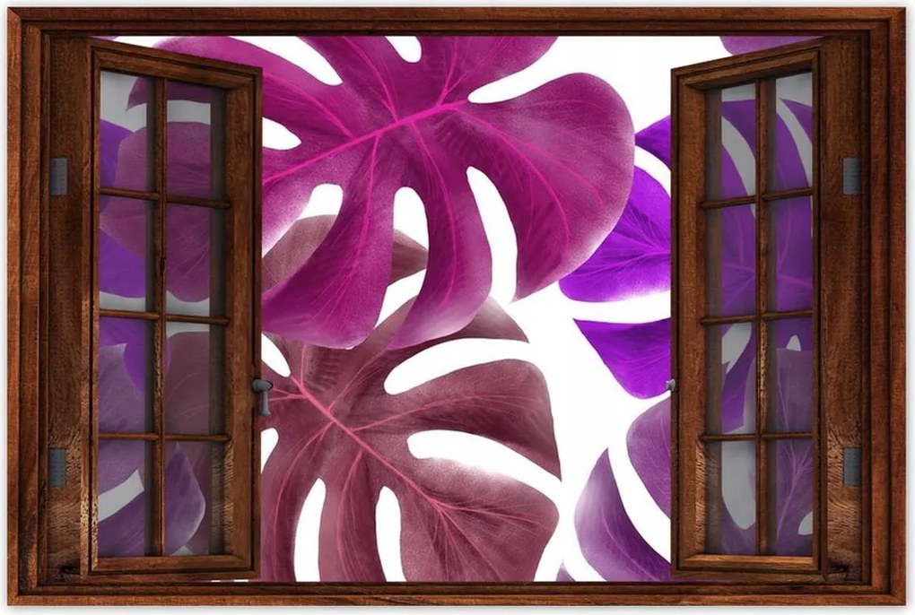 Poszter 60x40 Monstera Levelek Lila