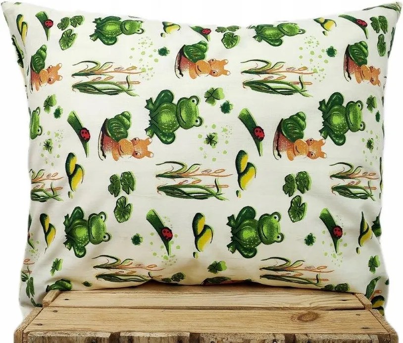 Prémium pamut párnahuzat gyerek békák csigák állatok zöld 30x50