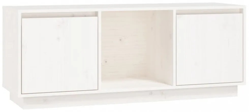 fehér tömör fenyőfa TV-szekrény 110,5x35x44 cm