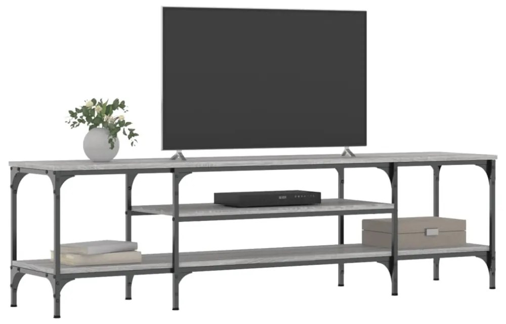 szürke sonoma színű szerelt fa és vas TV-szekrény 161x35x45 cm