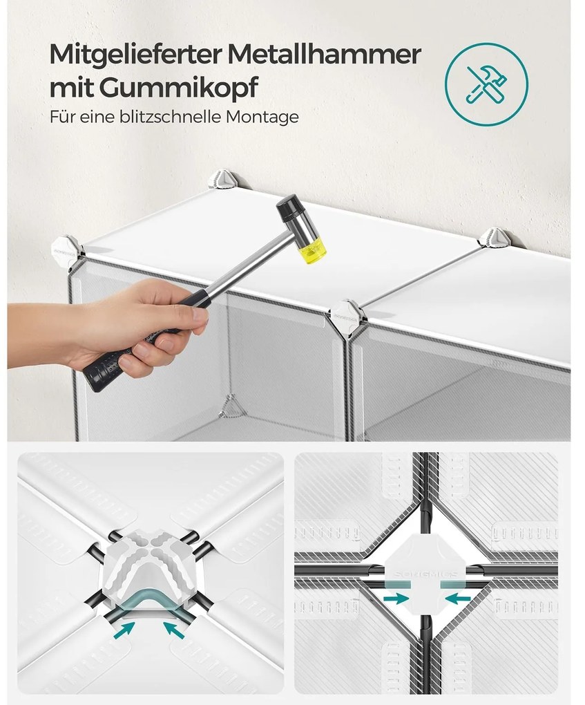 Moduláris összekapcsolható cipőtároló szekrény fehér színben