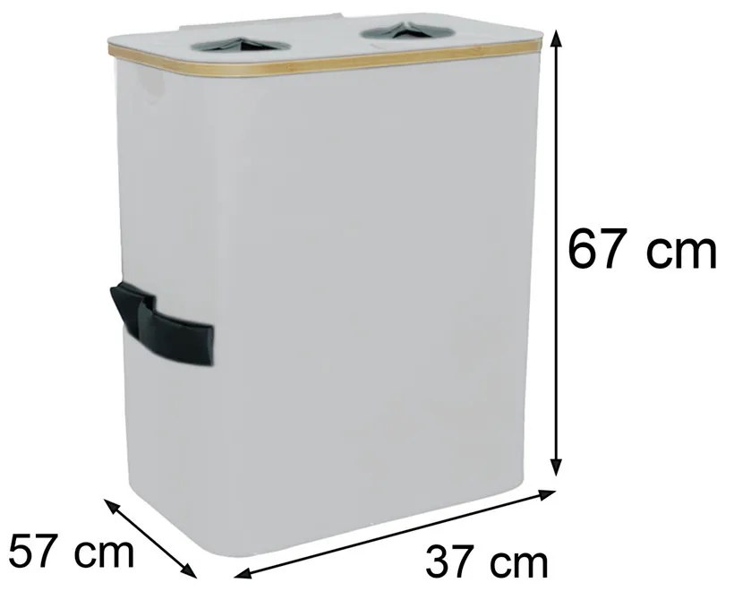 Szelektív palackgyűjtő két rekeszes 140l fehér