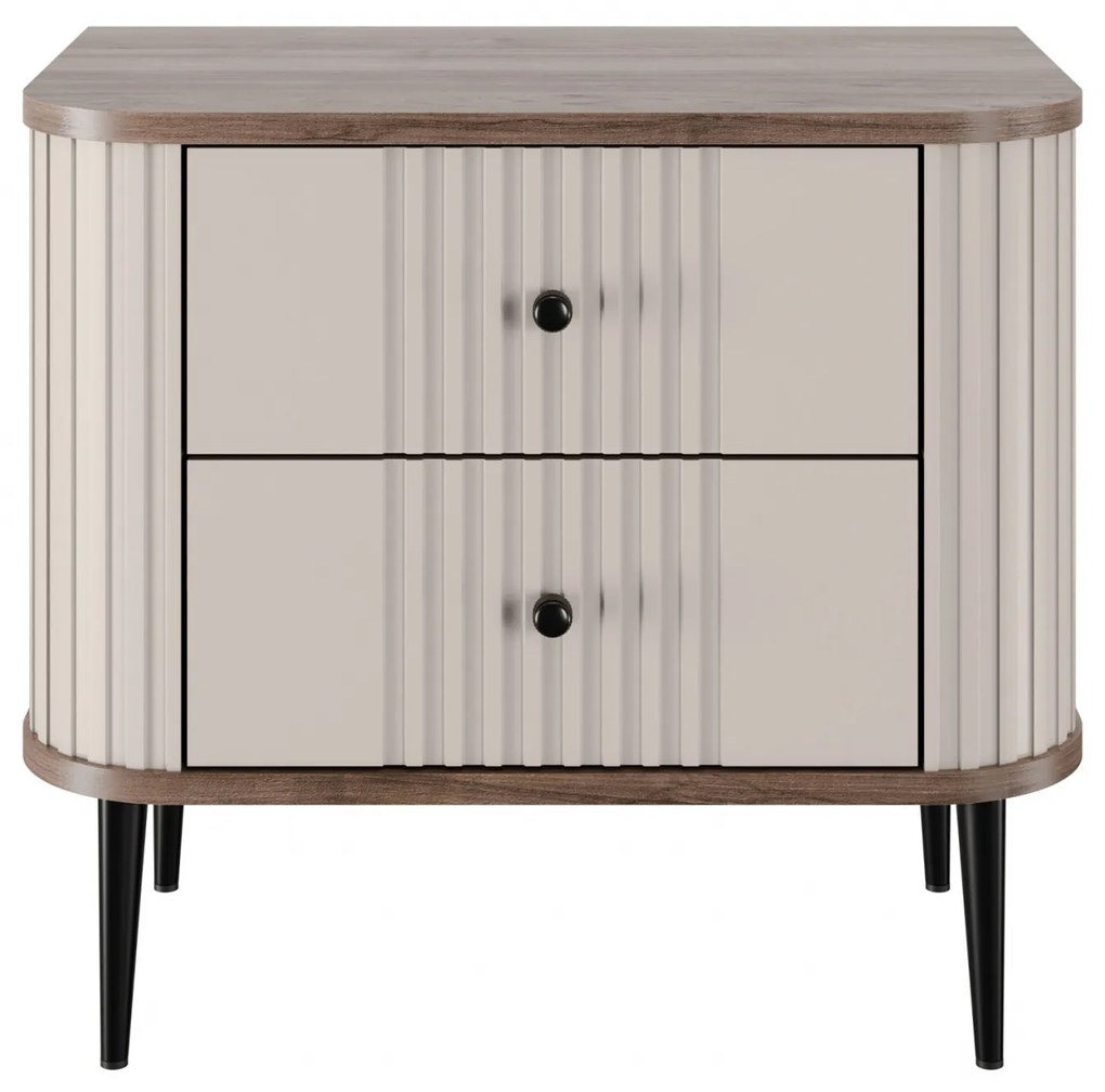 Vesper éjjeliszekrény készlet 56 cm - kasmír / diófa / fekete lábak