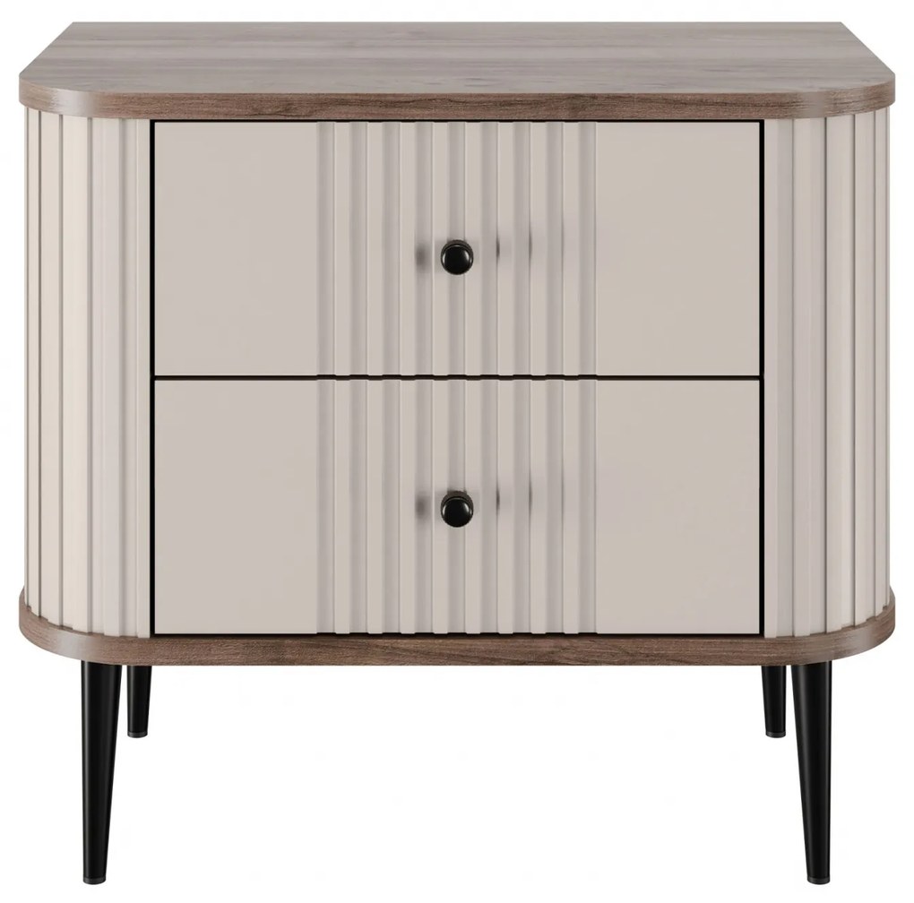 Vesper éjjeliszekrény szett 56 cm - kasmír / dió / fekete lábak
