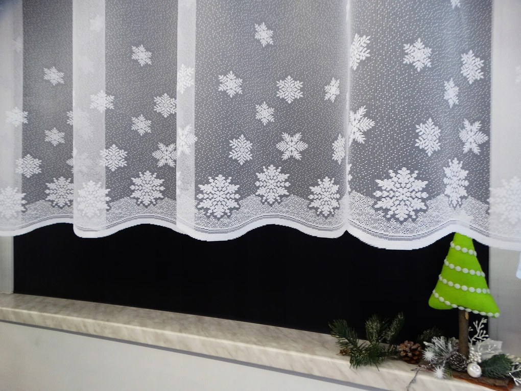 Mg Függöny 36310 hópehely Fehér 350x150cm Kész Szalaggal M