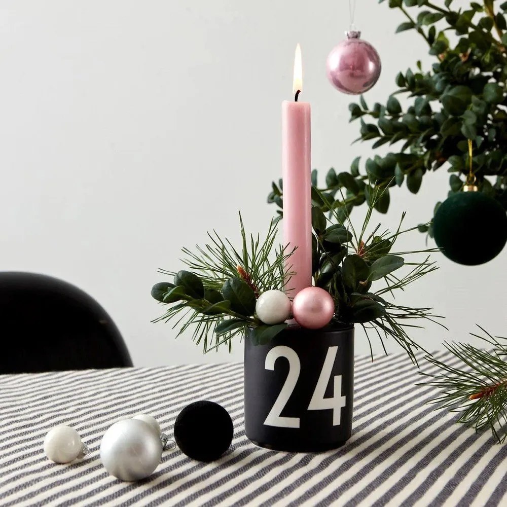 Fekete porcelán gyertyatartó - Design Letters