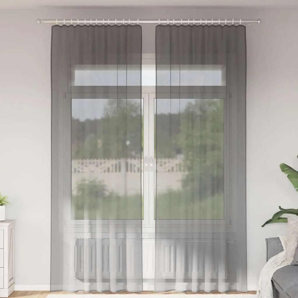 2 db sötétszürke fátyolfüggönyök hurokkal 140x260 cm