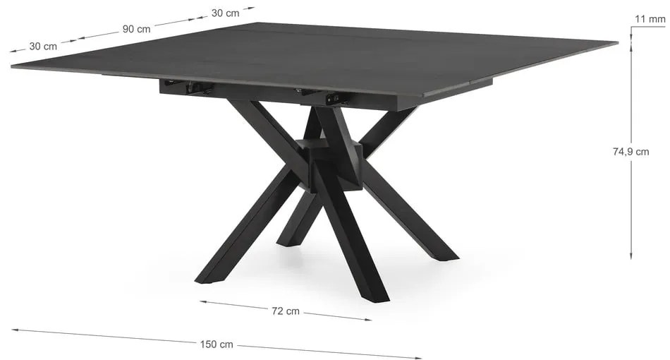 Bővíthető étkezőasztal kő asztallappal, hosszabbító asztallappal 90x150 cm Arlene – Marckeric