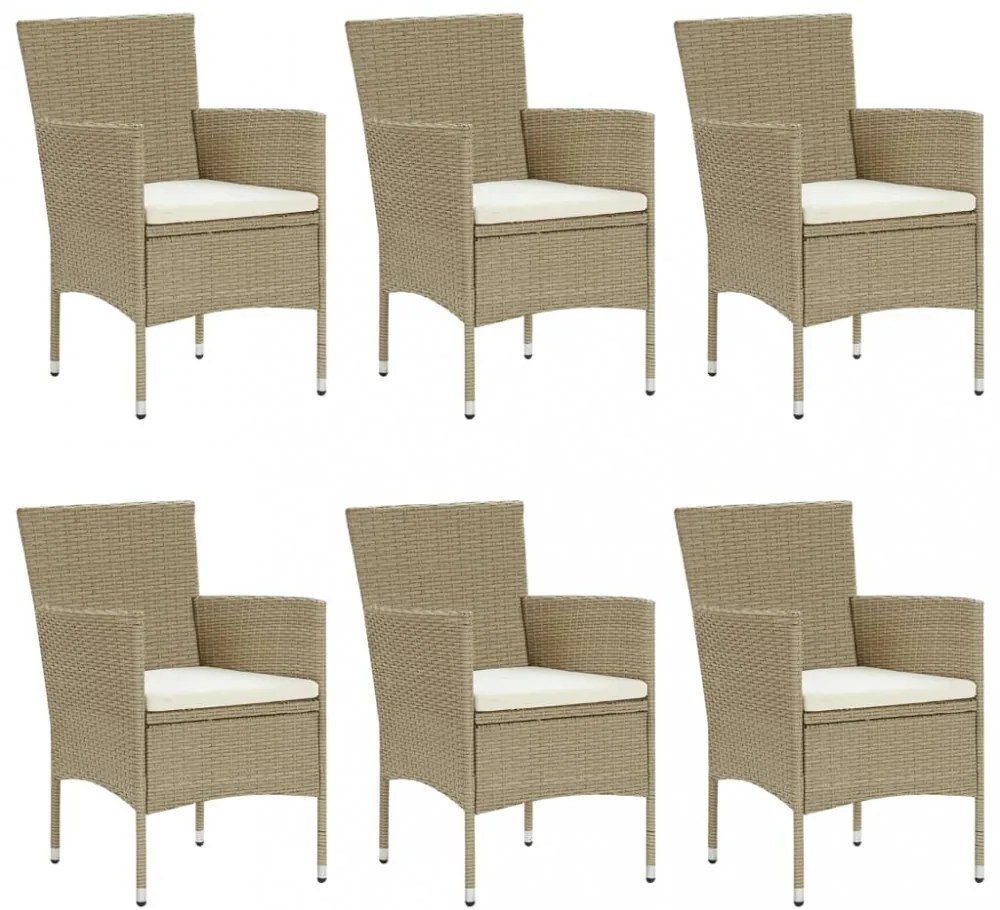 7 részes bézs polyrattan kerti étkezőgarnitúra
