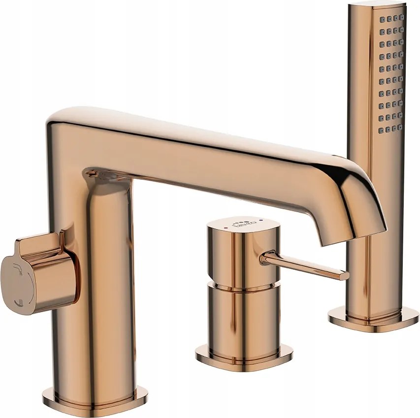 Kádtöltő Csaptelep 3 Lyukú Álló Rozé Arany Laveo Szett