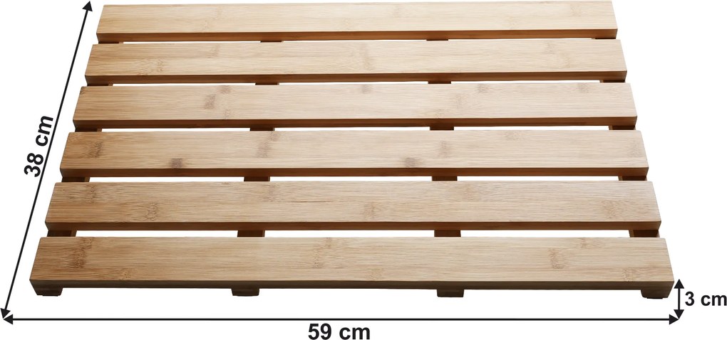 Csúszásgátló szőnyeg a fürdőszobába, természetes lakkozott bambusz, KLERA