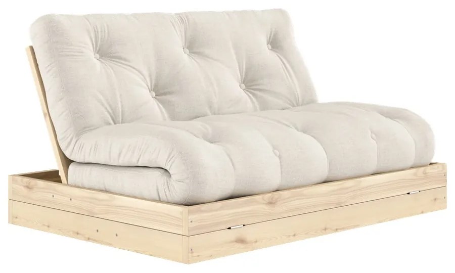 Bézs len kinyitható kanapé 145 cm Flip – Karup Design