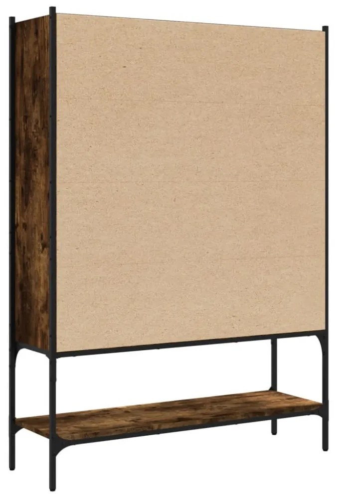 füstös tölgy színű szerelt fa könyvszekrény 102 x 30 x 141,5 cm