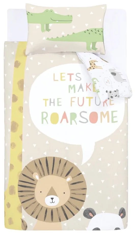 Világosbarna gyerek ágyneműhuzat babaágyhoz 120x150 cm Roarsome Animals – Catherine Lansfield