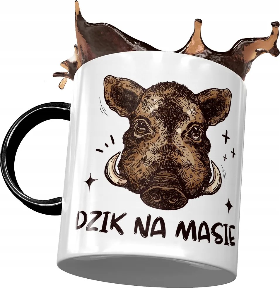 Bögre Fekete Vicces Vaddisznó Tömeg Ajándék Nyomtatott Fotóval