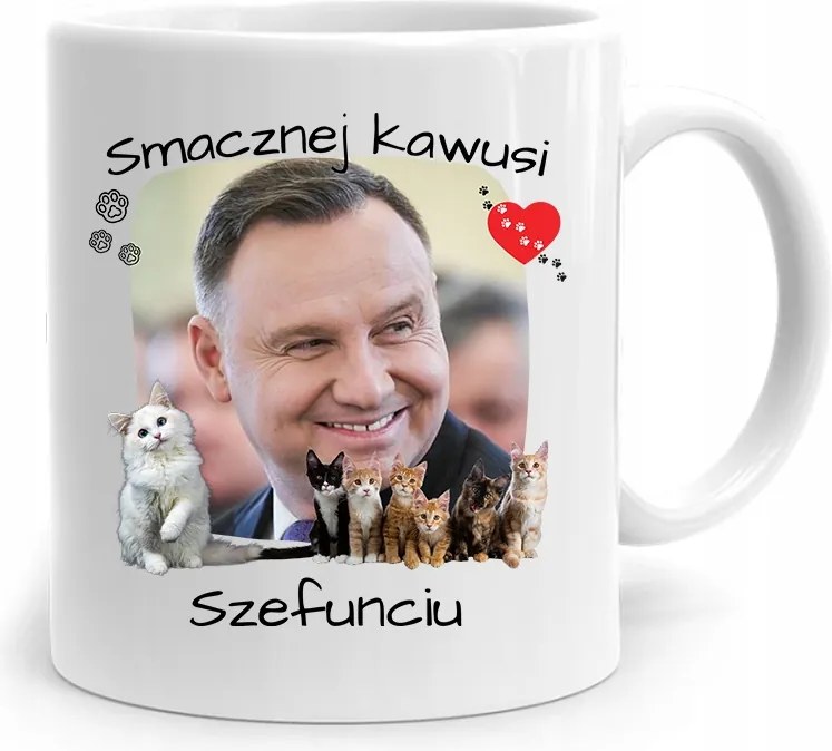 Andrzej Duda Elnök Bögre Ízletes Kávé Nyomtatott Mintával