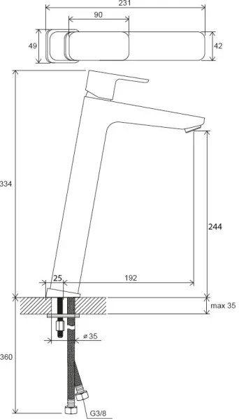 Ravak X070130 - FREE mosdócsaptelep, 33,4 cm, fényes króm