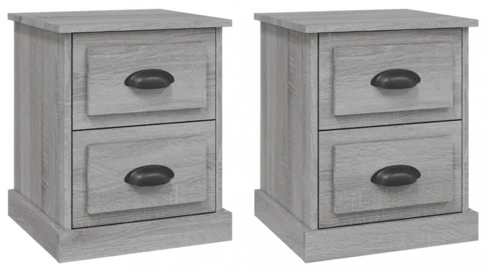 vidaXL 2 db szürke sonoma színű fa éjjeliszekrény 39 x 39 x 47,5 cm