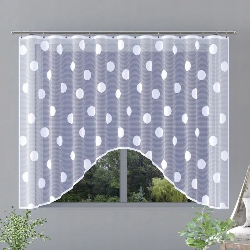 Jacquard készfüggöny Pöttyös H796 300x160 cm fehér