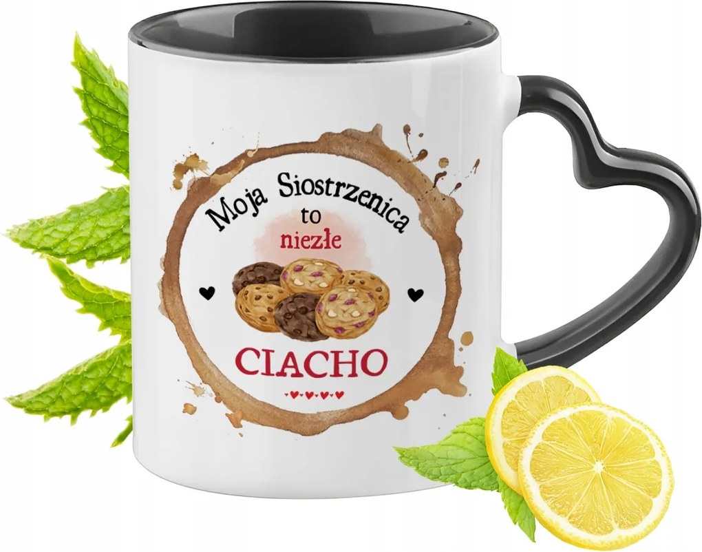 Unokahúgomnak Fekete Bögre Szív Alakú Füllel Ajándék