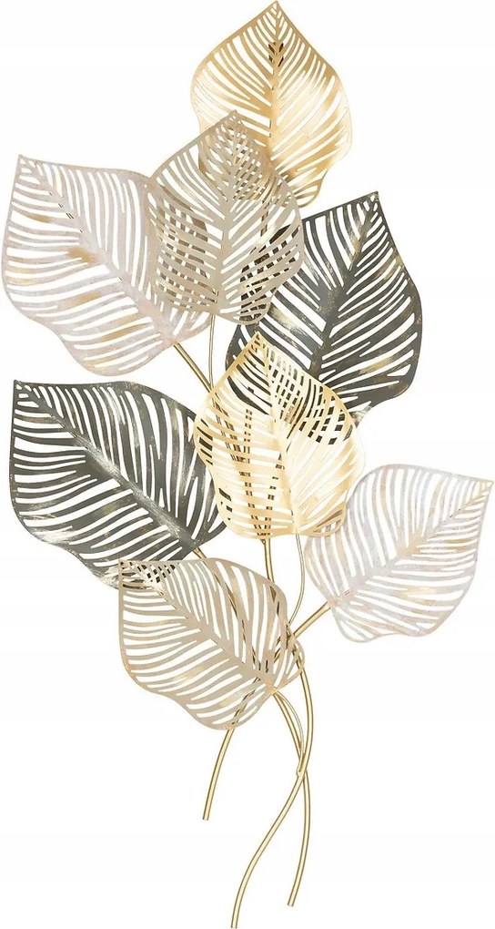 Fém fali dekoráció 100x53 cm Glamour levelek előszoba nappaliba