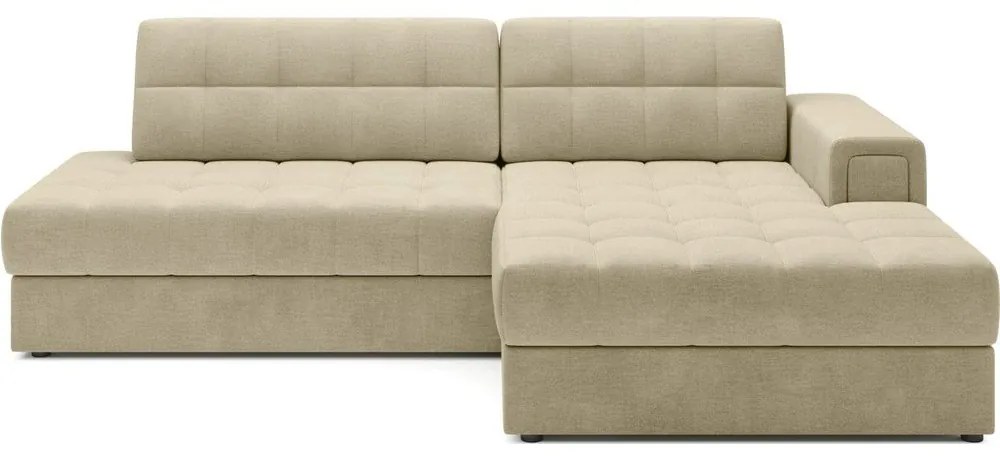 Világosbarna bársony kinyitható sarokkanapé (jobb oldali-heverő résszel) Blezalt – ELTAP