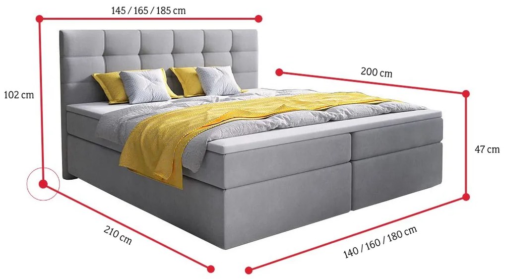 GLOSE kárpitozott boxspring ágy, 160x200, cosmic 160 + topper