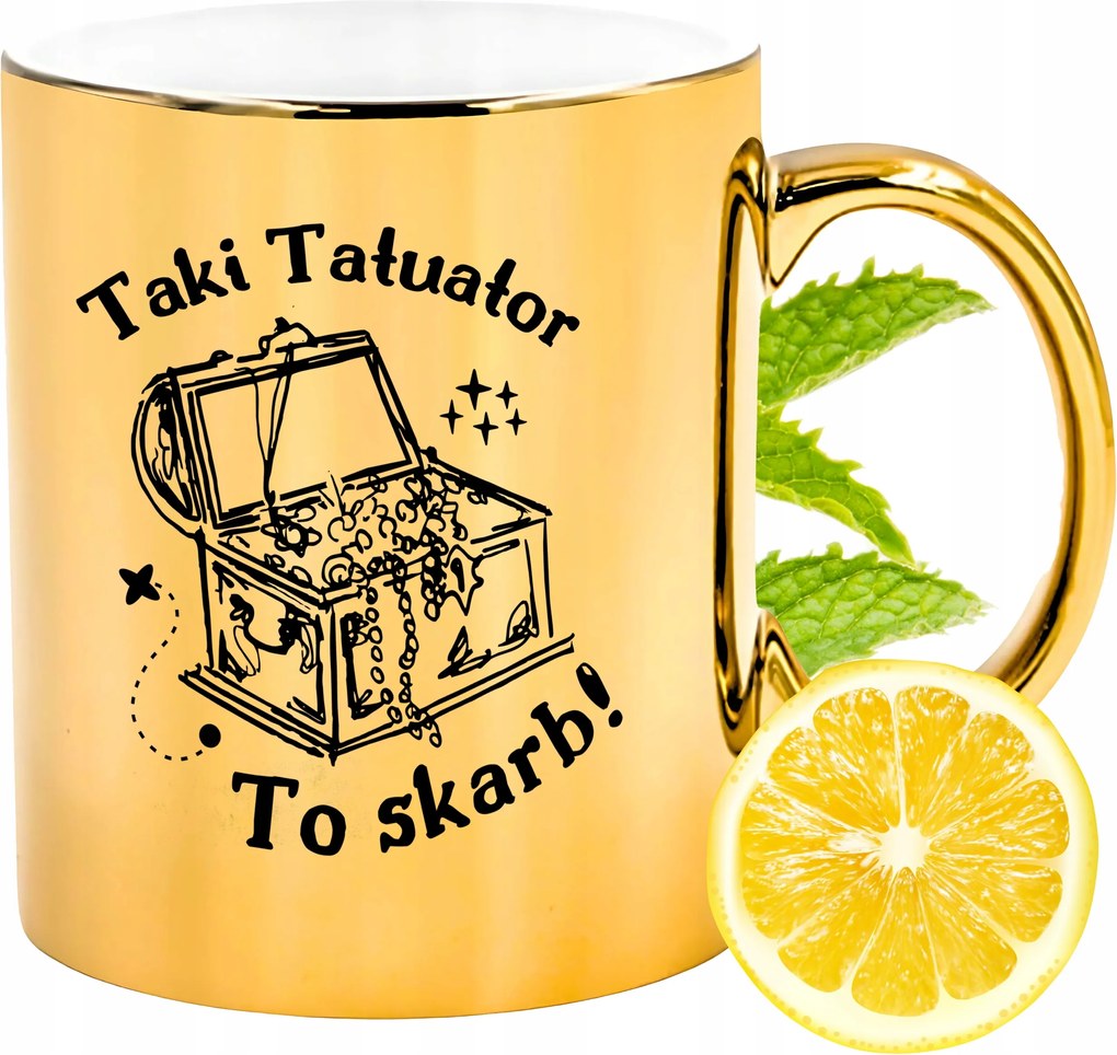 Prémium Arany Csillogó Bögre Tetováló Ajándék Nyomtatott Fotóval