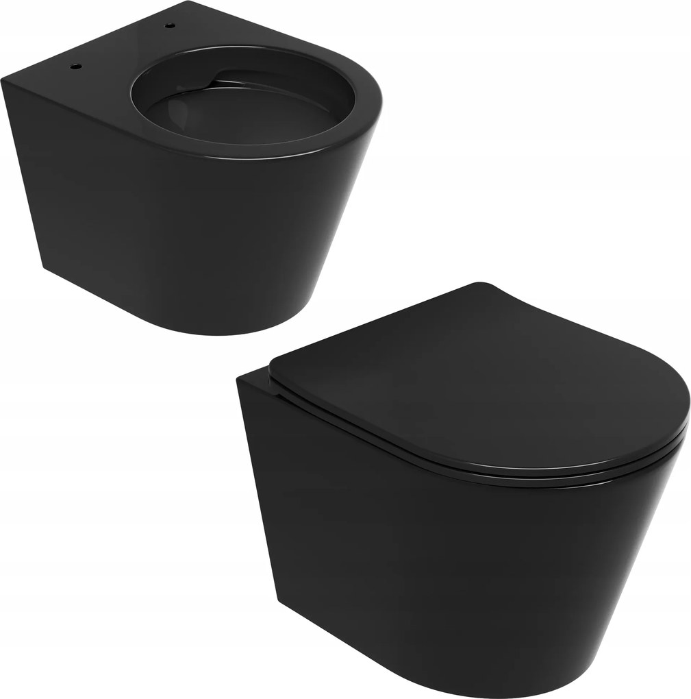 Függesztett Wc-tál Rimless Gallér Nélküli Neo Deszka Fekete