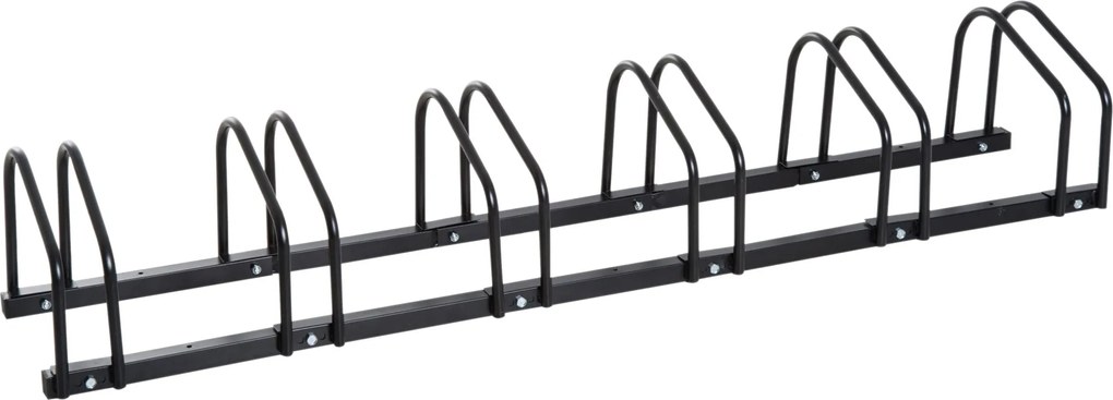 HOMCOM Kerékpártartó Többkerékpáros Állvány, Időjárásálló, Tartós Padló- és Fali Felszerelés, Acél, 6 Kerékpárhoz, Fekete, 179 x 33 x 27 cm | Aosom