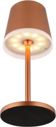 Globo 36637RM Solar asztali lámpa, fém/műanyag pezsgőszínű metál, műanyag szatírozott, csúszókapcsoló, CR18650 1200mAh 3.7V, IP44, 2 szerelési magasság: 41 cm/26 cm, ø: 110mm, M: 410mm, tartozék: 10x LED 0.06W 3V, 3000K