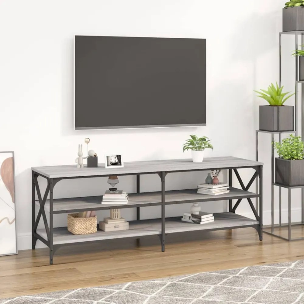 szürke sonoma színű szerelt fa TV-szekrény 140 x 40 x 50 cm