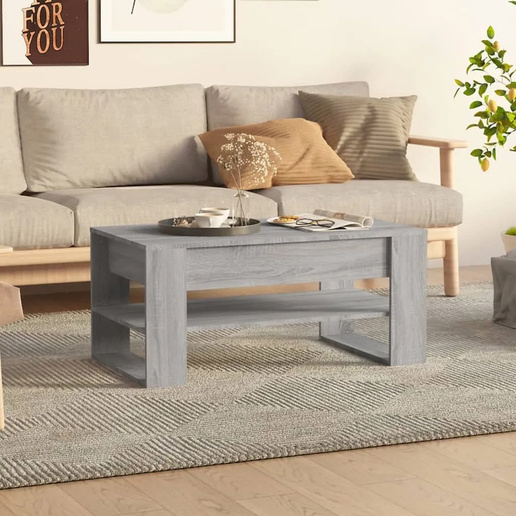 Szürke sonoma színű szerelt fa dohányzóasztal 102 x 55 x 45 cm