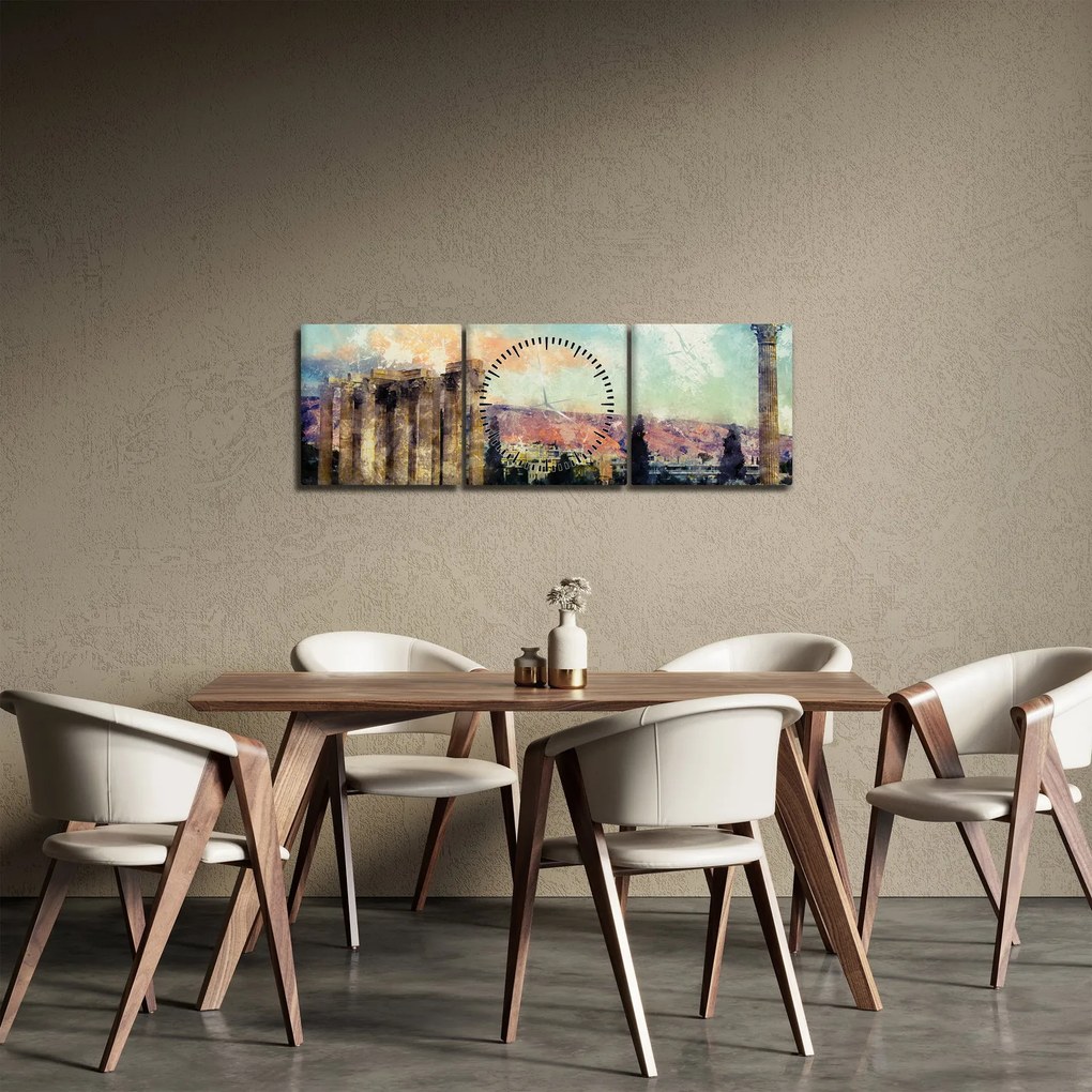 Kép - akropolisz, Athens, Görögország (órával) (90x30 cm)