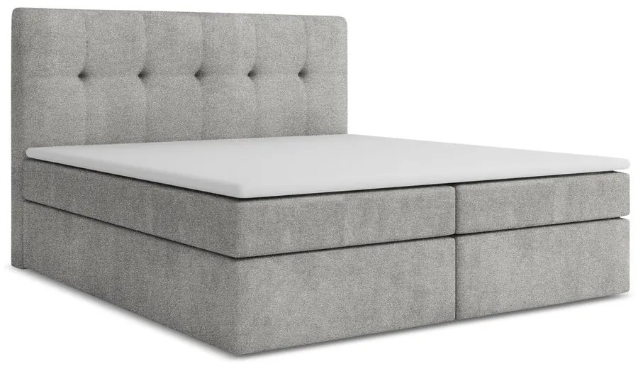 Világosszürke ágyneműtartós boxspring ágy 180x200 cm Palta – Makamii
