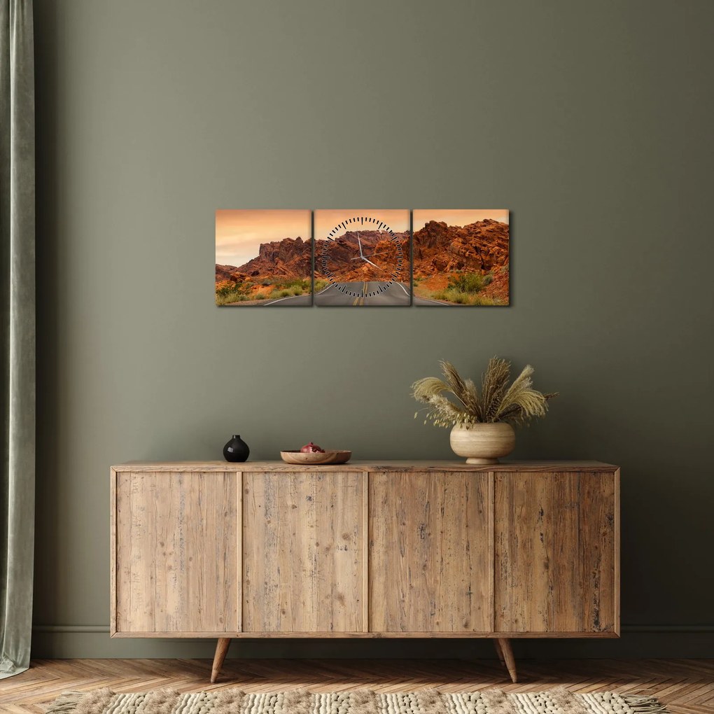 Az út és a sziklák képe (órával) (90x30 cm)