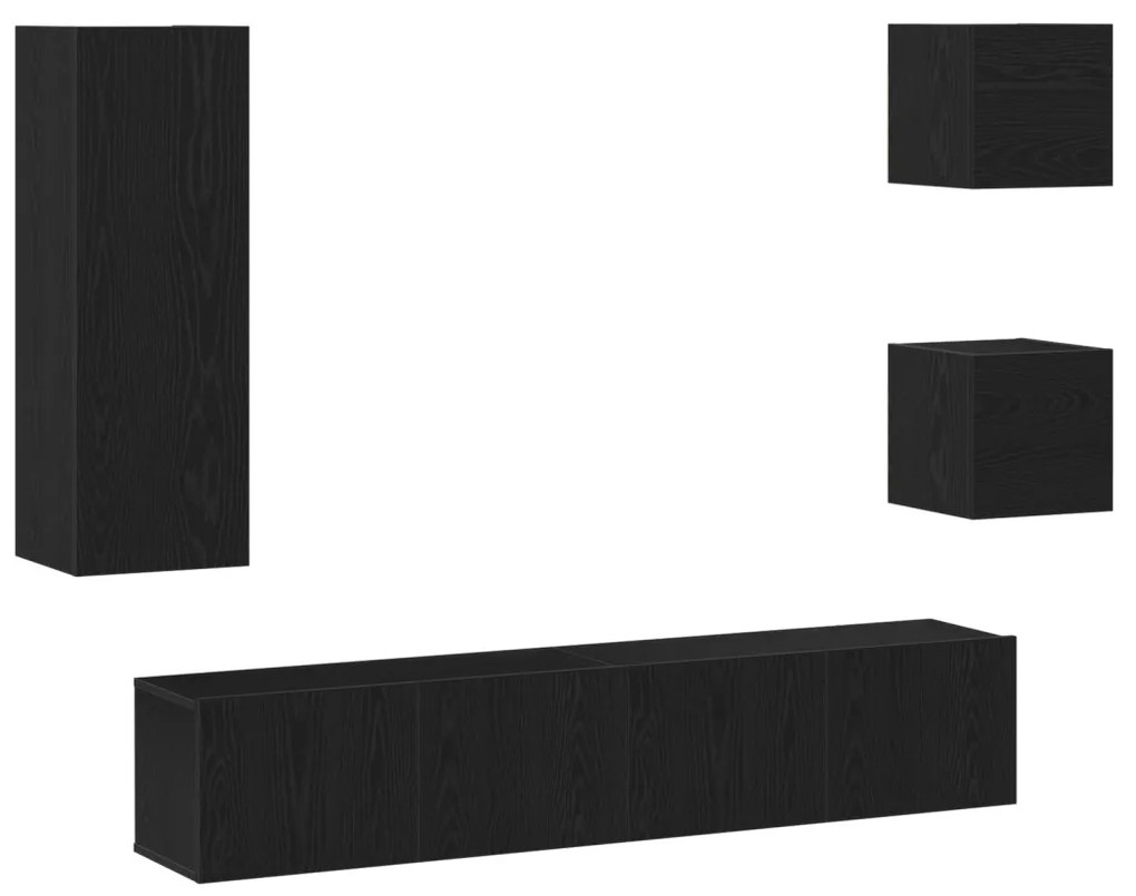 TV Szekrény Készlet 5 pcs Musta tammi 160 x 30 x 30.5 cm