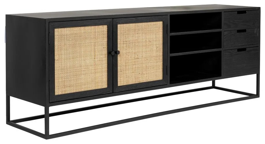Fekete rattan TV-állvány 38x55 cm Guuji – White Label