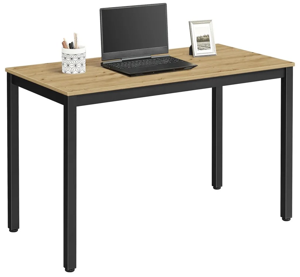 Fekete étkezőasztal tölgy artisan dekoros lappal TESSA 120x60 cm