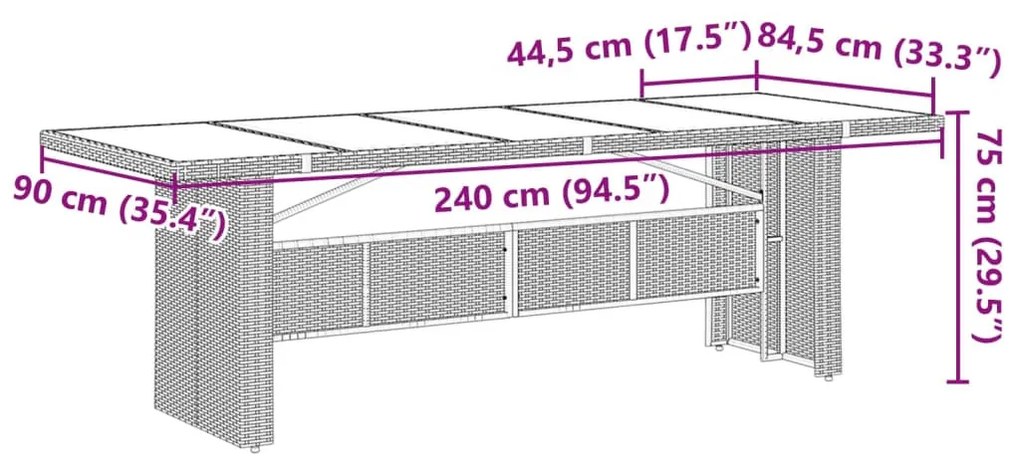 11 részes barna polyrattan kerti bisztrógarnitúra párnákkal