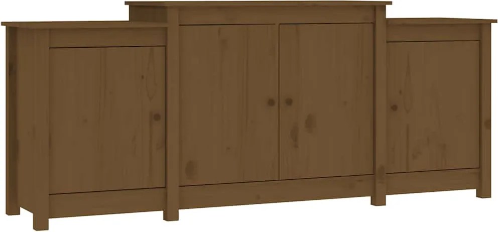 vidaXL mézbarna tömör fenyőfa tálalószekrény 164x37x68 cm