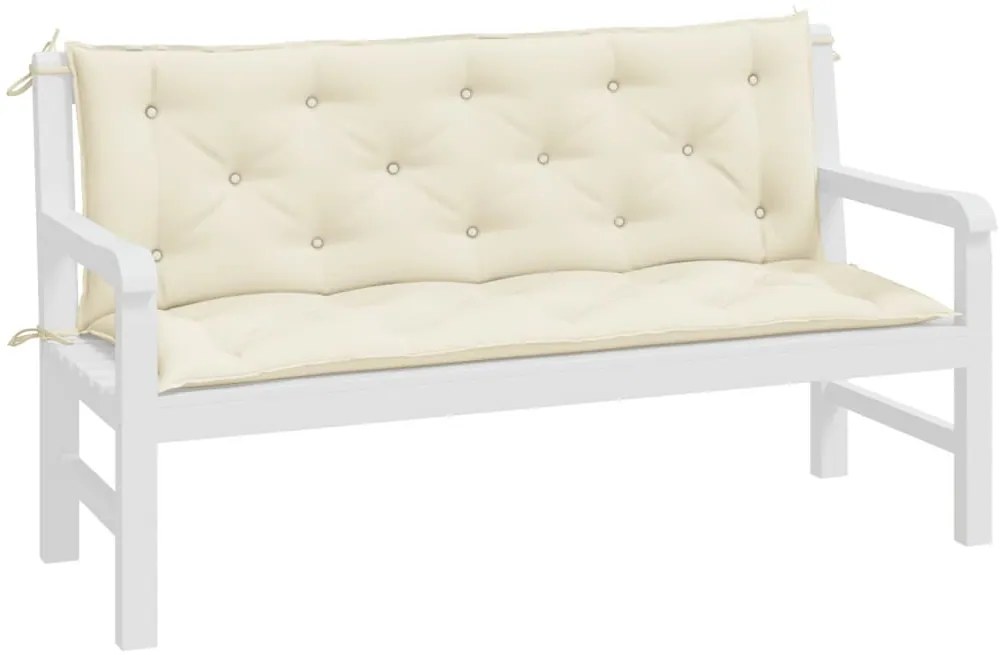 2 db krémfehér oxford szövet kerti padpárna 150 x 50 x 7 cm