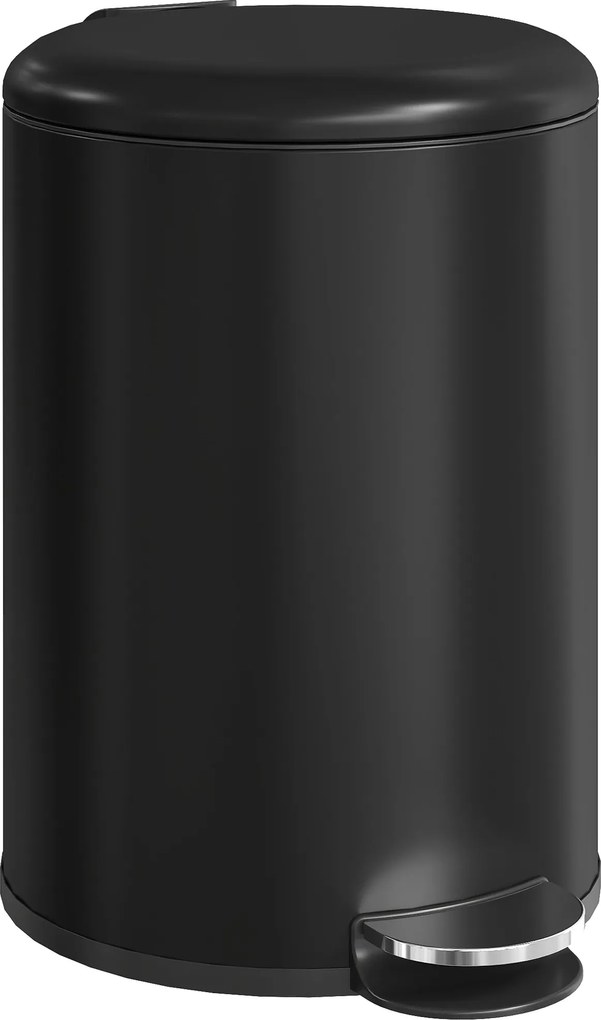 HOMCOM 20 L ujjlenyomat-álló fém szemetes, lágyan záródó fedéllel, pedállal és kivehető belső vödörrel — fekete | Aosom