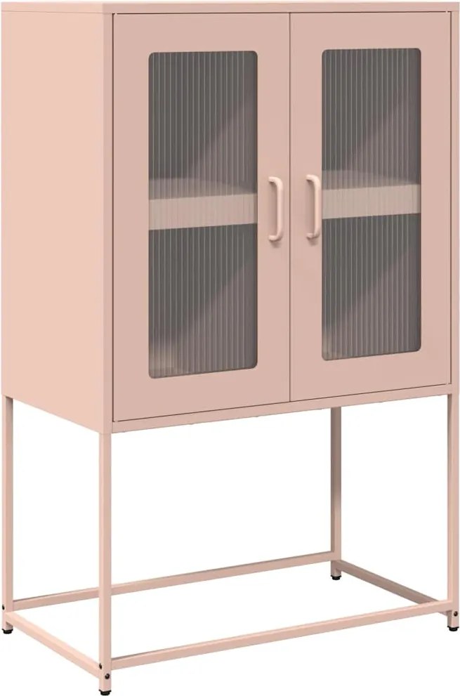 vidaXL Highboard rózsaszín 68x39x107 cm Acél