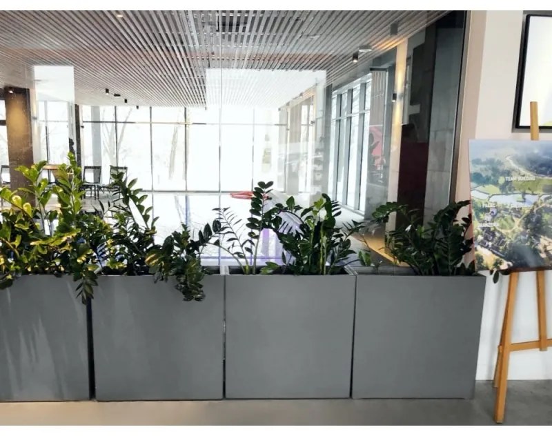 PX B Szögletes Üvegszálas Elegáns Kaspó - szürke