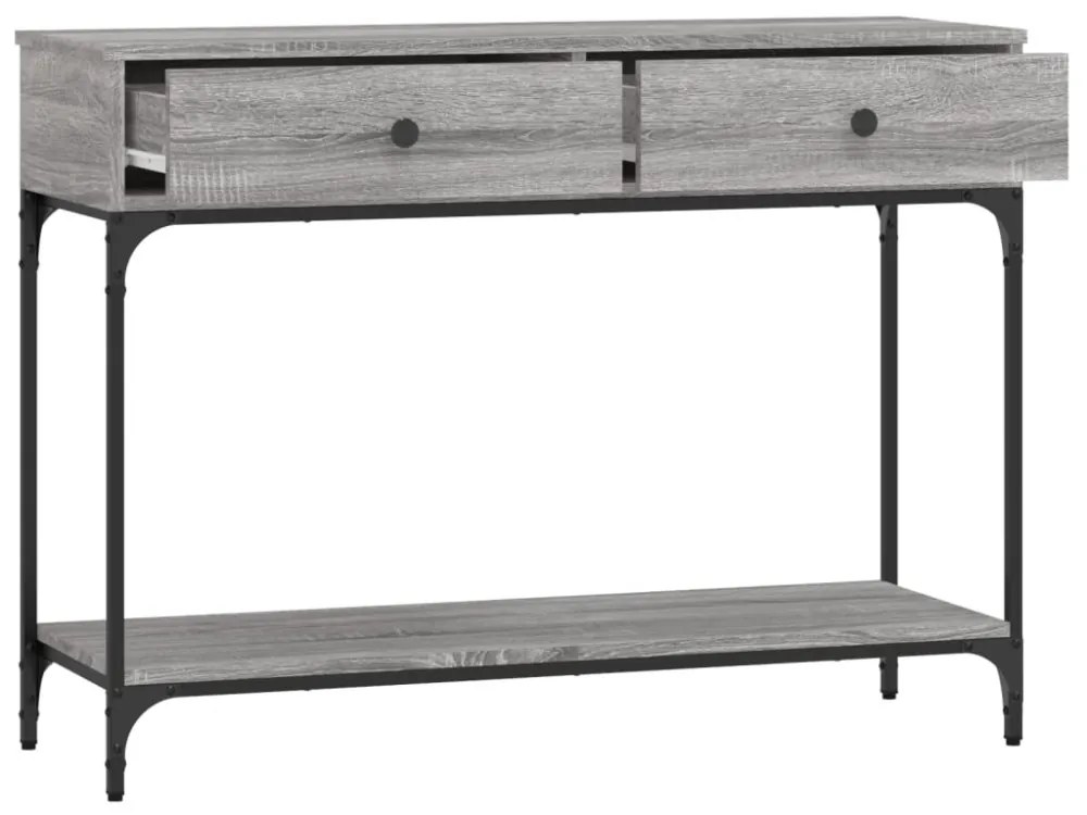 szürke sonoma színű szerelt fa konzolasztal 100 x 34,5 x 75 cm